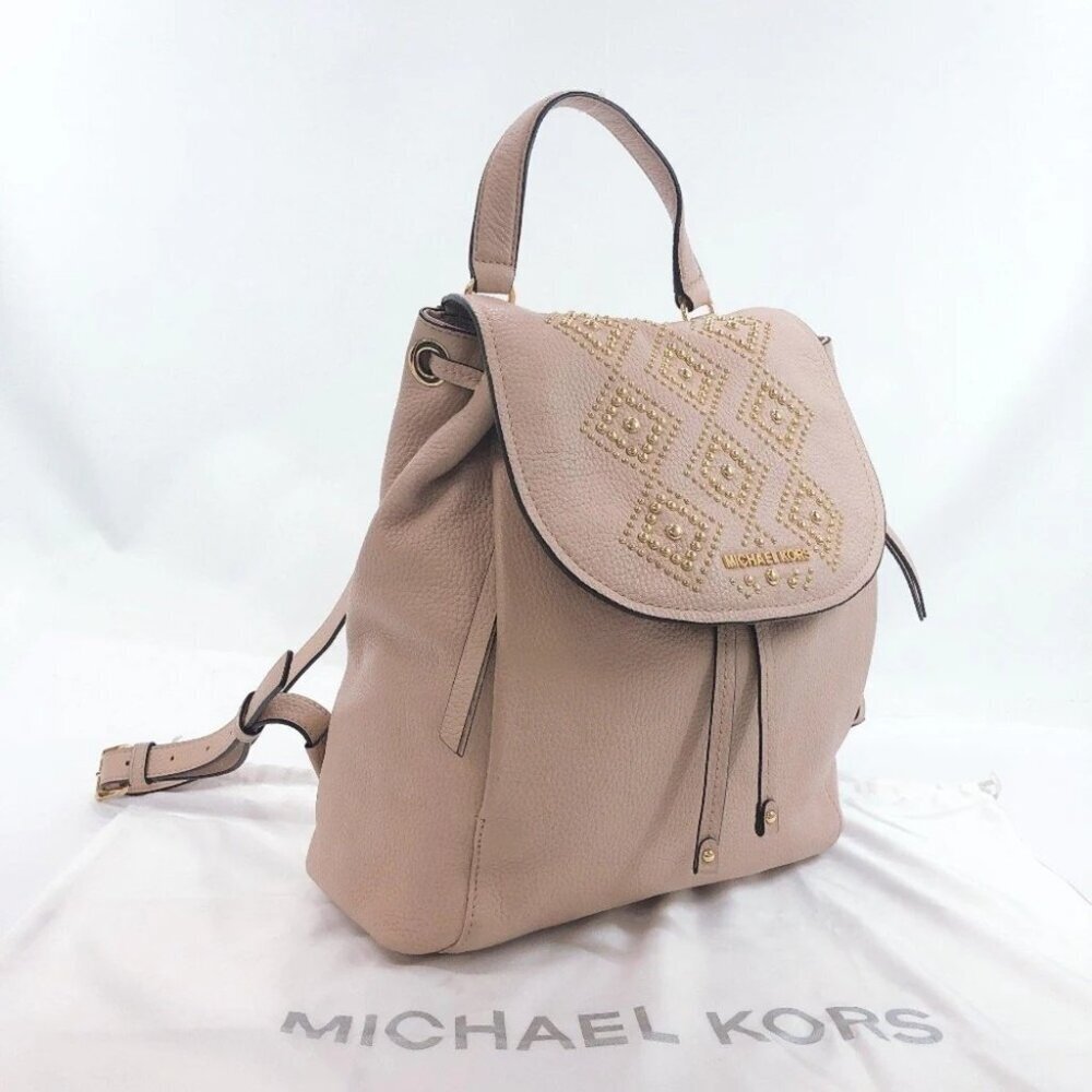 Michael Kors Riley Studded Large Backpack Pink Preppy Utility Edgy Chic